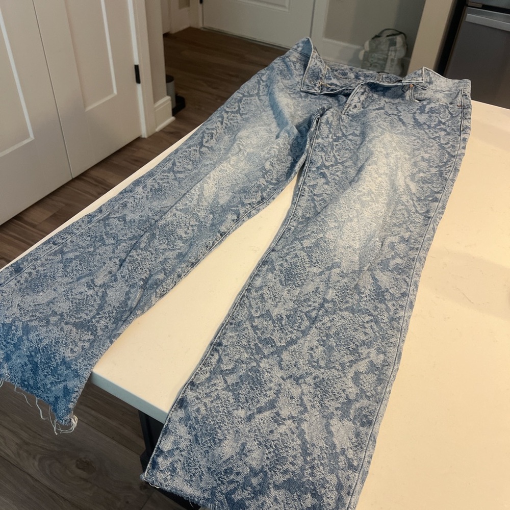 Express Denim Straight Leg Jeans in Light Blue